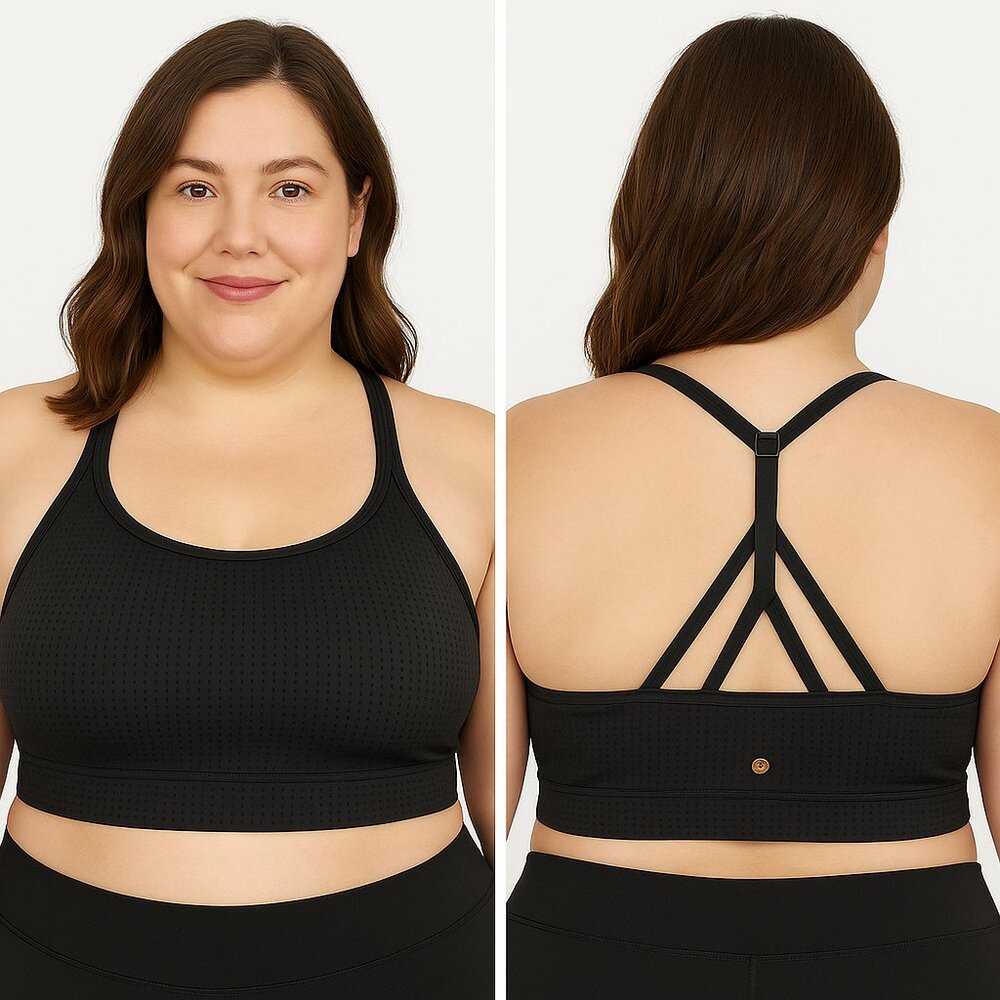 Livi Active Lane Bryant Womens Black Sports Bra Cooling No Wire Strappy 4XL / 28